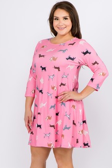 Women's Novelty Dog Print A-Line Dress style 2