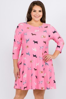 Women's Novelty Dog Print A-Line Dress style 3