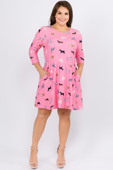 Women's Novelty Dog Print A-Line Dress style 5