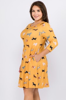 Women's Novelty Dog Print A-Line Dress style 2