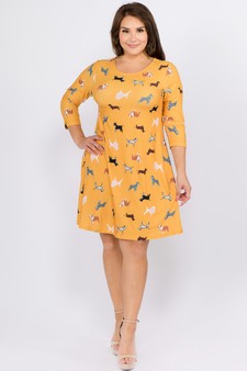 Women's Novelty Dog Print A-Line Dress style 4