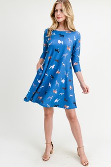 Women's Novelty Dog Print A-Line Dress style 6