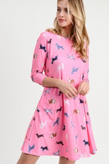 Women's Novelty Dog Print A-Line Dress style 2