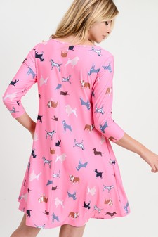 Women's Novelty Dog Print A-Line Dress style 5