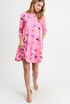 Women's Novelty Dog Print A-Line Dress style 6