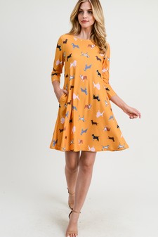 Women's Novelty Dog Print A-Line Dress style 6