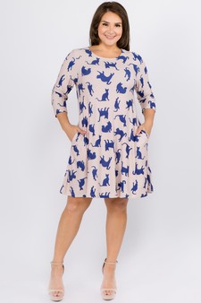 Women's Novelty Kitty Print A-Line Dress style 5