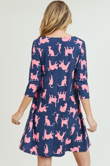 Women's Novelty Kitty Print A-Line Dress style 4