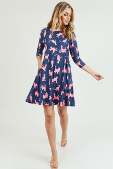 Women's Novelty Kitty Print A-Line Dress style 6