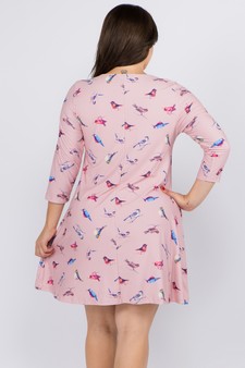 Women's Novelty Bird Print A-Line Dress style 3
