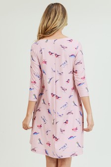 Women's Novelty Bird Print A-Line Dress style 3