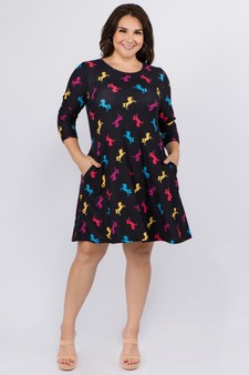 Women's Novelty Unicorn Print A-Line Dress style 5