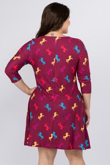 Women's Novelty Unicorn Print A-Line Dress style 3