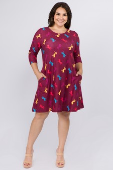 Women's Novelty Unicorn Print A-Line Dress style 5