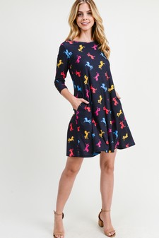 Women's Novelty Unicorn Print A-Line Dress style 5