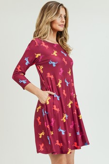 Women's Novelty Unicorn Print A-Line Dress style 3
