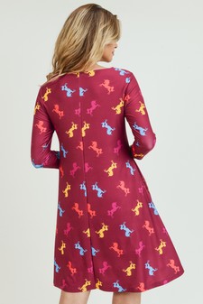 Women's Novelty Unicorn Print A-Line Dress style 4