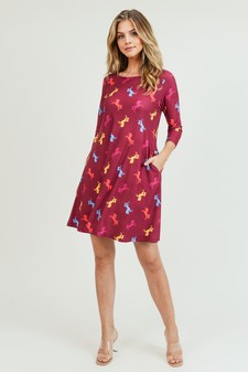 Women's Novelty Unicorn Print A-Line Dress style 6