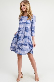 Women's Camouflage Shark Print A-Line Dress style 8
