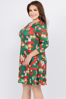 Women's Nutcracker Christmas Print A-Line Dress style 2