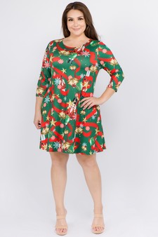 Women's Nutcracker Christmas Print A-Line Dress style 4