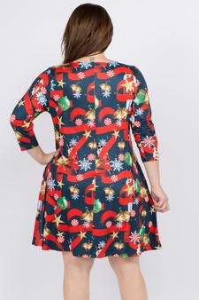 Women's Nutcracker Christmas Print A-Line Dress style 3