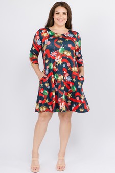 Women's Nutcracker Christmas Print A-Line Dress style 4