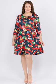 Women's Nutcracker Christmas Print A-Line Dress style 5