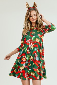 Women's Nutcracker Christmas Print A-Line Dress style 10