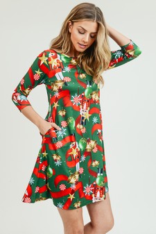 Women's Nutcracker Christmas Print A-Line Dress style 5