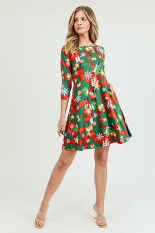 Women's Nutcracker Christmas Print A-Line Dress style 7