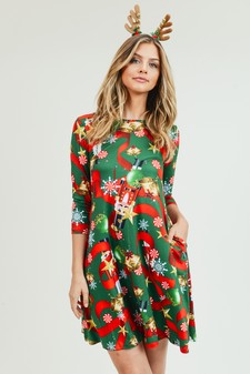 Women's Nutcracker Christmas Print A-Line Dress style 9