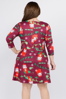 Women's Ho Ho Ho Santa Print A-Line Dress style 3