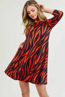 Women's Zebra Print A-Line Dress style 2