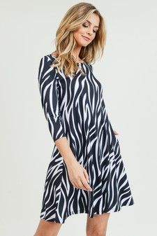 Women's Zebra Print A-Line Dress style 2