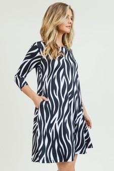 Women's Zebra Print A-Line Dress style 4