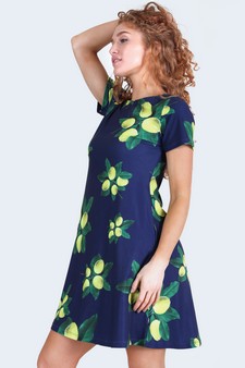 Women's Lots of Lemon Print Dress with Pockets style 4