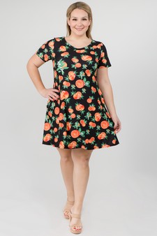 Women's Orange Fruit Dress with Pockets style 4