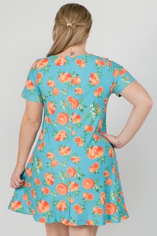 Women's Orange Fruit Dress with Pockets style 3