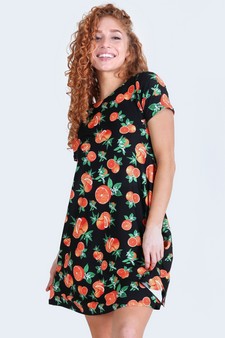 Women's Orange Fruit Dress with Pockets style 2