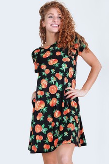 Women's Orange Fruit Dress with Pockets style 3