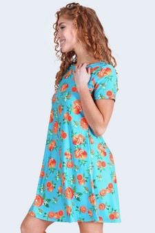 Women's Orange Fruit Dress with Pockets style 2