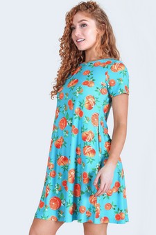 Women's Orange Fruit Dress with Pockets style 4