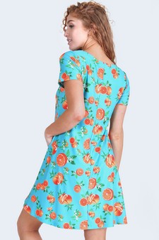 Women's Orange Fruit Dress with Pockets style 5