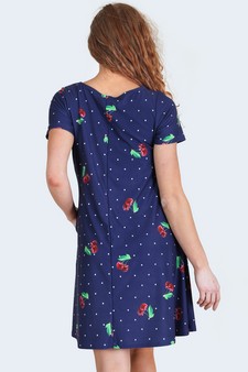 Women's Sweet Cherry Print Dress with Pockets style 3