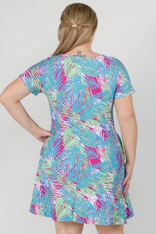 Women's Multi Colored Palm Leaf Dress with Pockets style 3