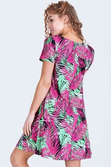 Women's Multi Colored Palm Leaf Dress with Pockets style 3