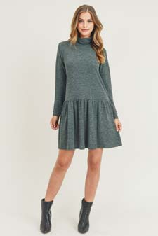 Women's Turtleneck Peplum Hem Sweater Dress style 6