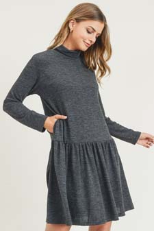 Women's Turtleneck Peplum Hem Sweater Dress style 2