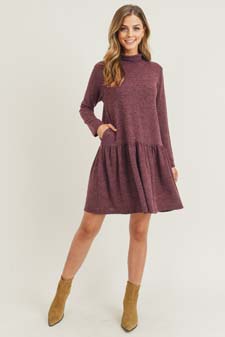 Women's Turtleneck Peplum Hem Sweater Dress style 7